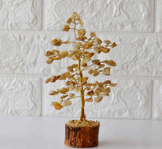 Yellow Aventurine Crystal Tree of Life – 6 Inch Handmade Willow Bonsai, Healing Gemstone Tree for Positivity, Confidence & Home Décor