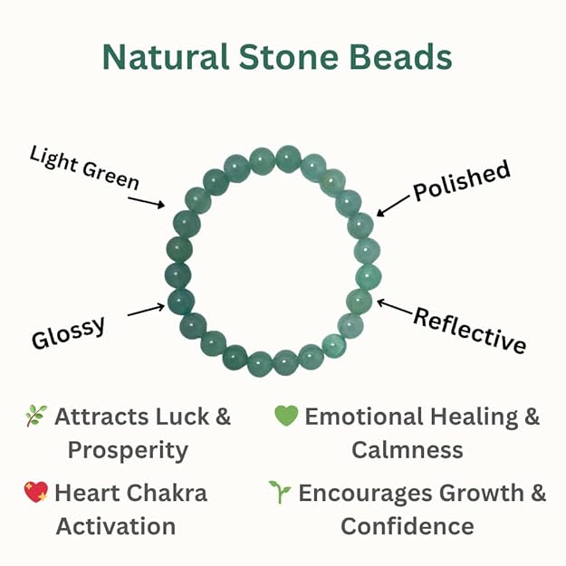 True Origins Certified Green Aventurine Bracelet for Men & Women – 8mm Natural Crystal Beads (24 Beads) – Stretchable Healing Stone Bracelet for Wealth, Luck & Heart Chakra – Energy Crystal Jewelry
