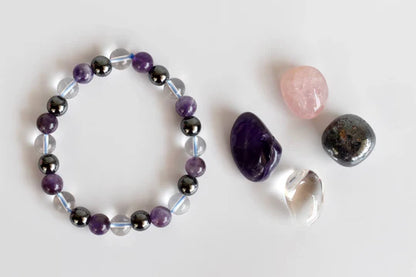 Aquarius Zodiac Crystal Kit with Bracelet | Astrology Gift Set for Aquarius (Jan 20–Feb 18) | Healing Gemstones – Amethyst, Clear Quartz, Hematite, Rose Quartz