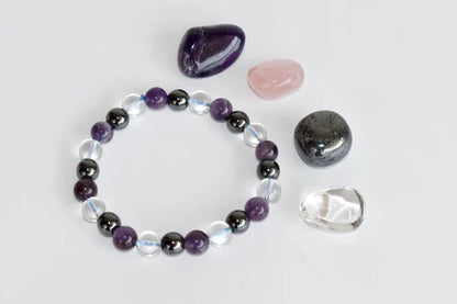 Aquarius Zodiac Crystal Kit with Bracelet | Astrology Gift Set for Aquarius (Jan 20–Feb 18) | Healing Gemstones – Amethyst, Clear Quartz, Hematite, Rose Quartz