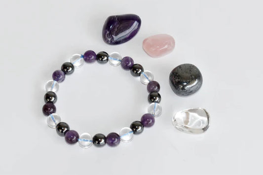 Aquarius Zodiac Crystal Kit with Bracelet | Astrology Gift Set for Aquarius (Jan 20–Feb 18) | Healing Gemstones – Amethyst, Clear Quartz, Hematite, Rose Quartz