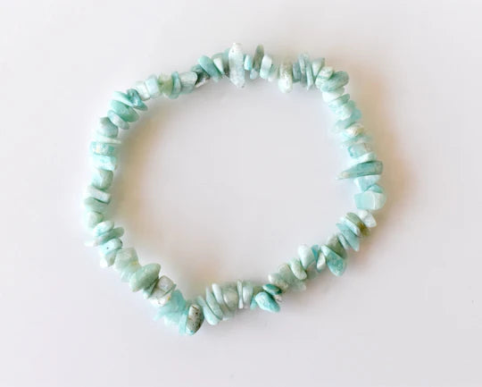 Amazonite Gemstone Chip Bracelet – Natural Healing Crystal for Stress Relief & Emotional Balance