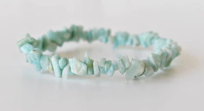 Amazonite Gemstone Chip Bracelet – Natural Healing Crystal for Stress Relief & Emotional Balance