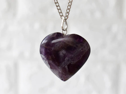 Amethyst Heart Pendant Necklace | Healing Crystal Jewelry | Calming & Spiritual Energy Necklace