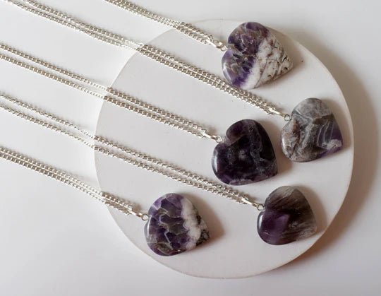 Amethyst Heart Pendant Necklace | Healing Crystal Jewelry | Calming & Spiritual Energy Necklace