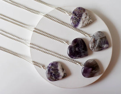 Amethyst Heart Pendant Necklace | Healing Crystal Jewelry | Calming & Spiritual Energy Necklace