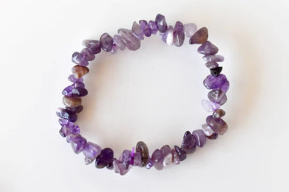 Amethyst Gemstone Chip Bracelet | 7-7.5 Inch Healing Crystal Bracelet for Calmness & Inner Peace
