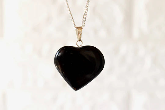 Genuine Black Tourmaline Heart Pendant Necklace | Handmade Crystal Jewelry for Libra & Capricorn | Root Chakra Healing