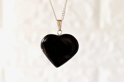 Genuine Black Tourmaline Heart Pendant Necklace | Handmade Crystal Jewelry for Libra & Capricorn | Root Chakra Healing