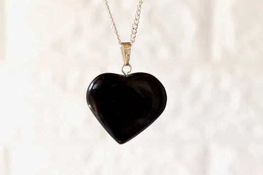 Genuine Black Tourmaline Heart Pendant Necklace | Handmade Crystal Jewelry for Libra & Capricorn | Root Chakra Healing