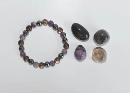 Capricorn Zodiac Crystal Kit with Bracelet | Astrology Gift Set for Capricorn (Dec 22–Jan 19) | Healing Crystals & Stones – Hematite, Smokey Quartz, Amethyst, Black Obsidian