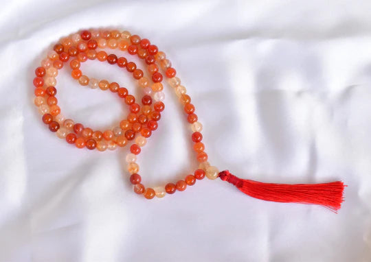 Carnelian | Gemstone Mala | 108 Prayer Bead Mala | Prayer Mala