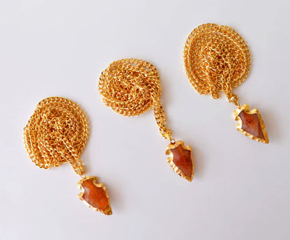 Carnelian Arrowhead Pendant Necklace Electroplated Gold | Handmade Jewelry for Leo & Virgo | Root & Sacral Chakra Healing