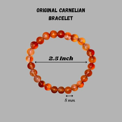 True Origins Certified Natural Carnelian Bracelet – Energy & Motivation Crystal Beads | 8 mm Beads for Vitality, Creativity & Confidence – Unisex, Stretchable