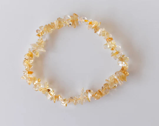 Citrine Gemstone Chip Bracelet – Natural Crystal Healing Bracelet for Abundance, Success & Positivity | Solar Plexus & Sacral Chakra Stone