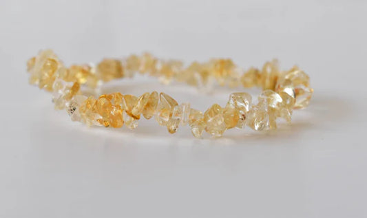 Citrine Gemstone Chip Bracelet – Natural Crystal Healing Bracelet for Abundance, Success & Positivity | Solar Plexus & Sacral Chakra Stone