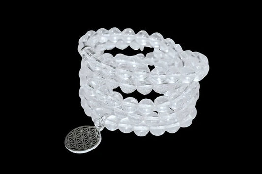 Crystal Quartz Beads Mala Bracelet – Natural Healing Stone for Clarity, Energy & Spiritual Growth