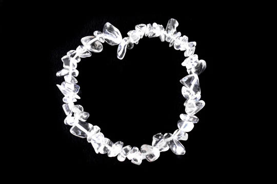 Crystal Quartz Gemstone Chip Bracelet – Natural Raw Crystal Healing Bracelet for Energy Amplification & Clarity | Crown Chakra Stone