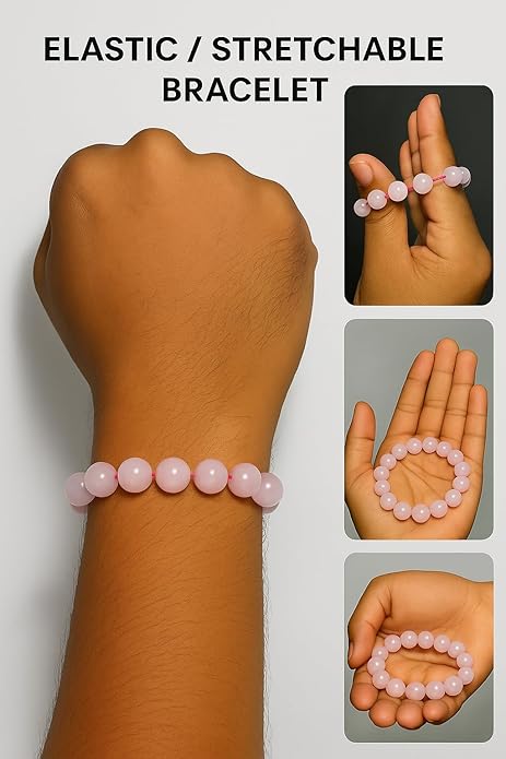 True Origins Certified Rose Quartz Crystal Bracelet – 8mm Natural Pink Gemstone (24 Beads) – Healing Stretchable Bracelet for Women & Men – Love, Self-Care & Heart Chakra Crystal Jewelry
