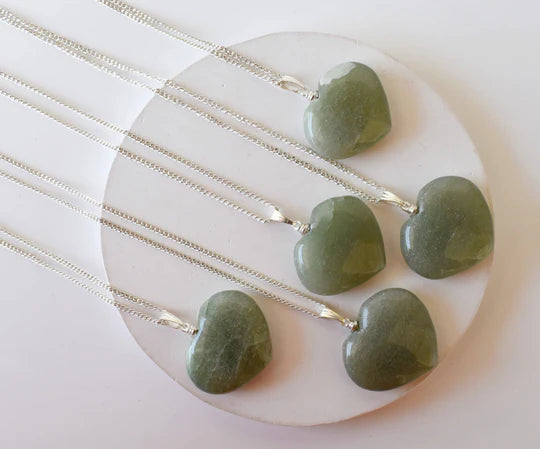 Genuine Green Aventurine Heart Pendant Necklace | Handmade Crystal Jewelry for Aries & Leo | Heart Chakra Healing
