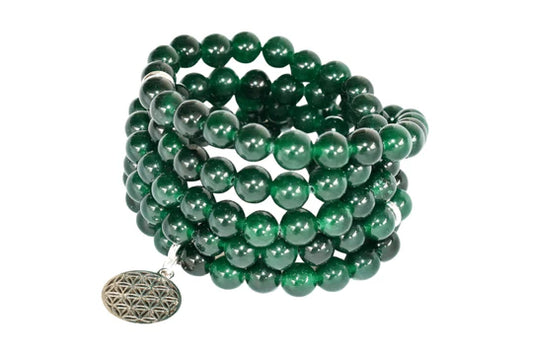 Green Jade Beads Mala Bracelet – Natural Healing Stone for Prosperity, Balance & Emotional Harmony