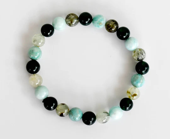 Handmade Heart Chakra Crystal Bracelet – Green Jade, Prehnite & Amazonite for Love & Emotional Balance