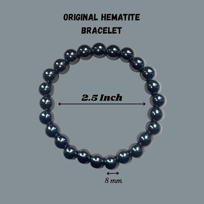 True Origins Certified Hematite Bracelet for Men & Women – Natural Healing Stone for Pain Relief, Energy Balance & Grounding – Adjustable Stretch Beads Jewelry