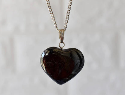 Genuine Hematite Heart Pendant Necklace | Handmade Crystal Jewelry for Aries & Aquarius | Root Chakra Healing