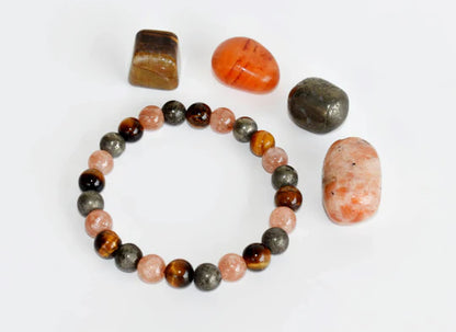 Leo Zodiac Crystal Kit | Astrology Gift Set with Sunstone, Tiger Eye, Pyrite & Carnelian | Leo Birthstone Healing Crystals