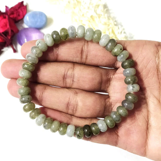Labradorite Rondelle Beads Bracelet | 8mm Disc-Shaped Healing Crystal Bracelet for Protection, Intuition & Transformation