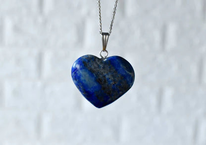 Genuine Lapis Lazuli Heart Pendant Necklace | Handmade Crystal Jewelry for Sagittarius & Libra | Third Eye & Throat Chakra Healing