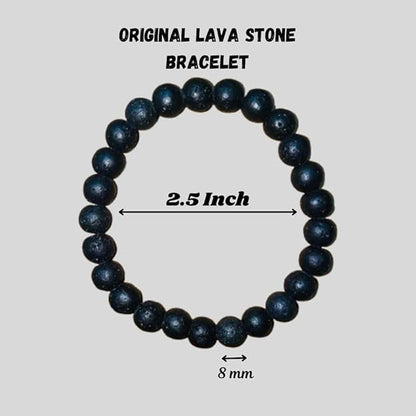 True Origins Certified Lava Stone Bracelet for Men & Women | Natural Volcanic Energy Healing Beads | Aromatherapy Diffuser, Grounding & Stress Relief | 8mm Stretchable Bracelet