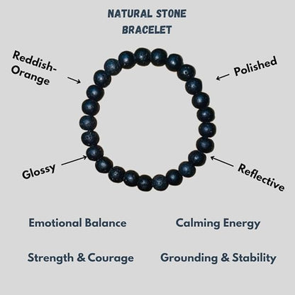 True Origins Certified Lava Stone Bracelet for Men & Women | Natural Volcanic Energy Healing Beads | Aromatherapy Diffuser, Grounding & Stress Relief | 8mm Stretchable Bracelet