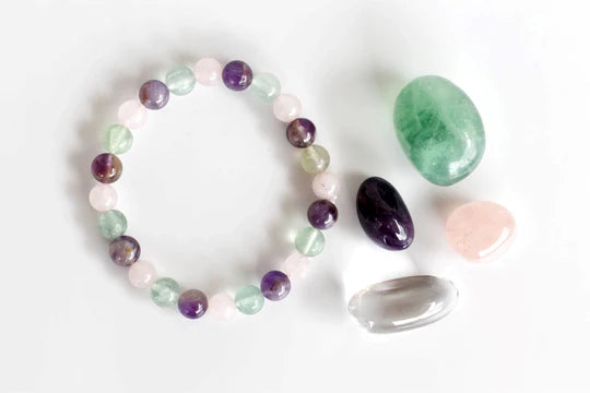 Pisces Zodiac Crystal Kit with Bracelet | Astrology Gift Set for Pisces (Feb 19–Mar 20) | Healing Gemstones – Amethyst, Rose Quartz, Green Fluorite, Clear Quartz