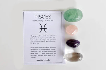 Pisces Zodiac Crystal Kit with Bracelet | Astrology Gift Set for Pisces (Feb 19–Mar 20) | Healing Gemstones – Amethyst, Rose Quartz, Green Fluorite, Clear Quartz