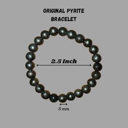True Origins Certified Natural Pyrite Bracelet – Wealth & Protection Crystal Beads | 8 mm Beads for Success, Confidence & Energy – Unisex, Stretchable