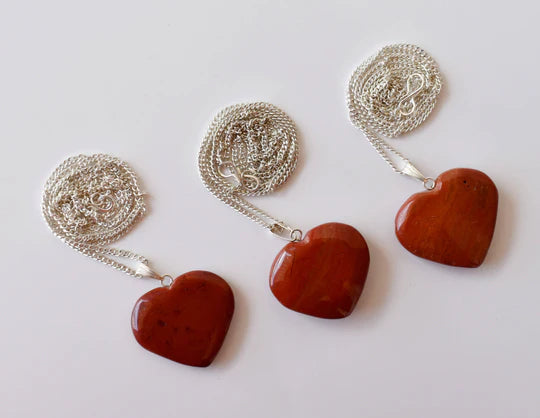 Genuine Red Jasper Heart Pendant Necklace | Handmade Crystal Jewelry for Aries & Cancer | Root Chakra Healing