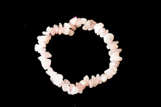 Rose Quartz Gemstone Chip Bracelet | 7-7.5 Inch Healing Crystal Bracelet for Love, Compassion & Emotional Healing