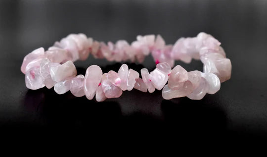 Rose Quartz Gemstone Chip Bracelet | 7-7.5 Inch Healing Crystal Bracelet for Love, Compassion & Emotional Healing