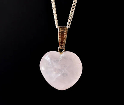 Rose Quartz Heart Pendant Necklace | Healing Crystal Jewelry for Love & Compassion | Zodiac Gift for Taurus & Libra