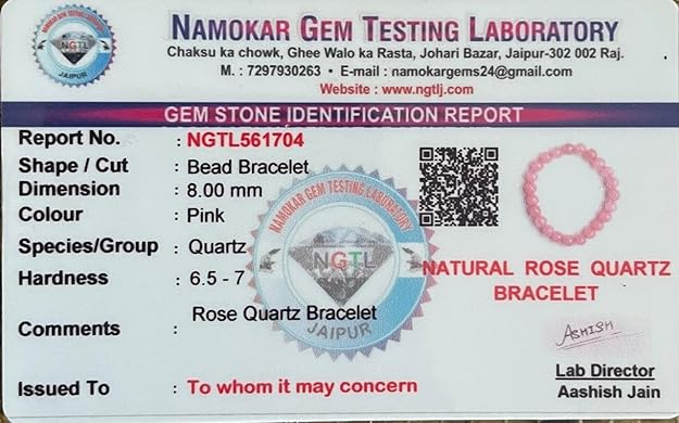 True Origins Certified Rose Quartz Crystal Bracelet – 8mm Natural Pink Gemstone (24 Beads) – Healing Stretchable Bracelet for Women & Men – Love, Self-Care & Heart Chakra Crystal Jewelry