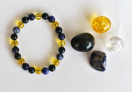 Scorpio Zodiac Crystal Kit with Bracelet | Astrology Gift Set for Scorpio (Oct 24–Nov 21) | Healing Crystals & Stones – Bloodstone, Sodalite, Citrine, Clear Quartz