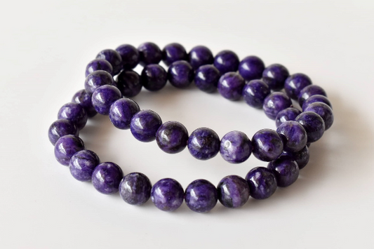 Charoite 8mm Bracelet – Natural Purple Gemstone Beads for Calmness, Intuition & Positive Energy