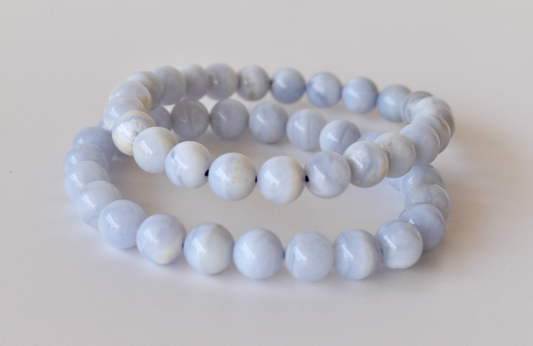 Blue Lace Agate 8mm Bracelet – Natural Gemstone Beads for Calmness, Communication & Positive Energy