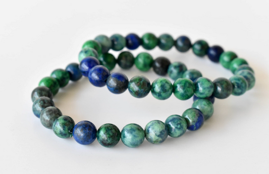 Azurite Malachite 8mm Bracelet – Natural Gemstone Beads for Calmness, Balance & Positive Energy