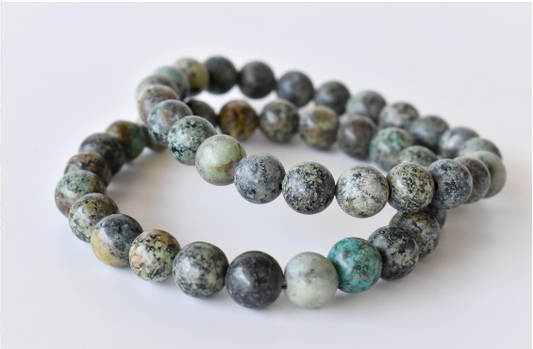 African Turquoise 8mm Bracelet – Natural Gemstone Beads for Positivity, Protection & Positive Energy