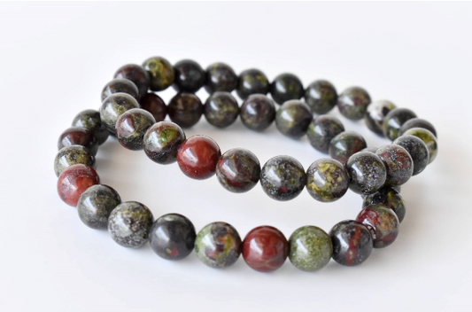 African Bloodstone 8mm Bracelet – Natural Gemstone Beads for Strength, Protection & Positive Energy