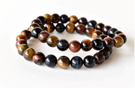 Multi Tiger Eye 8mm Bracelet | Natural Gemstone Beaded Bracelet for Strength, Confidence & Balance