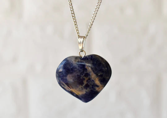 Genuine Sodalite Heart Pendant Necklace | Handmade Crystal Jewelry for Sagittarius | Throat & Third Eye Chakra Healing