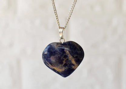 Genuine Sodalite Heart Pendant Necklace | Handmade Crystal Jewelry for Sagittarius | Throat & Third Eye Chakra Healing